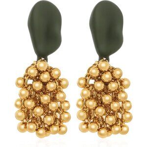 Geometric Gold Balls Statement Vintage Cute Long Earring for Women Jewelry